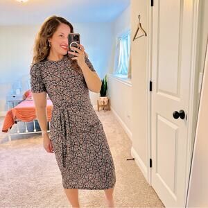 NWT Boden Black Red Floral Short Sleeve Tie Front Maxi Dress 8